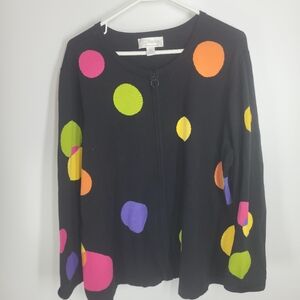 CJ Banks Zip-up Polka Dot Sweater